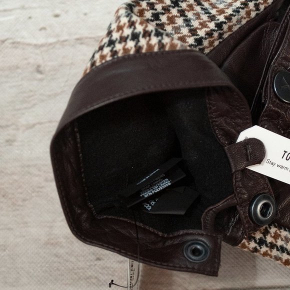 NWT Express Genuine Leather Houndstooth Touchscreen Compatible Gloves - Picture 6 of 9